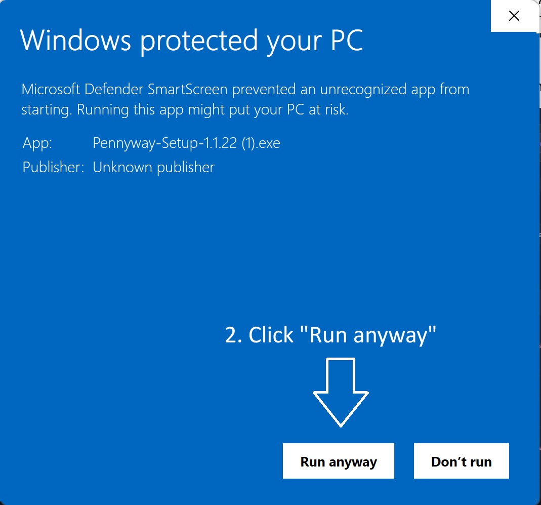 Step 2 — click Run anyway